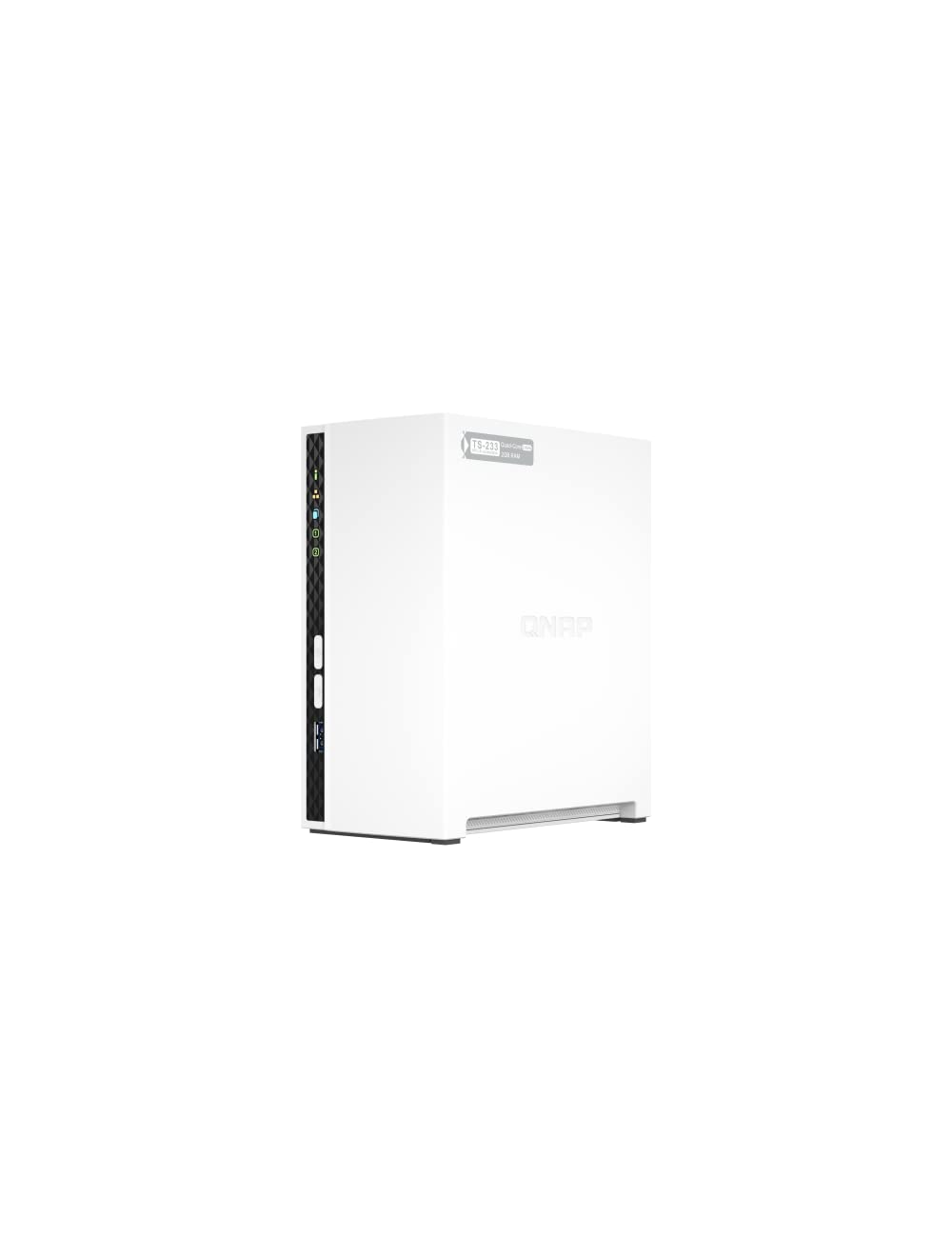 White electronic device with a brand logo on a white background