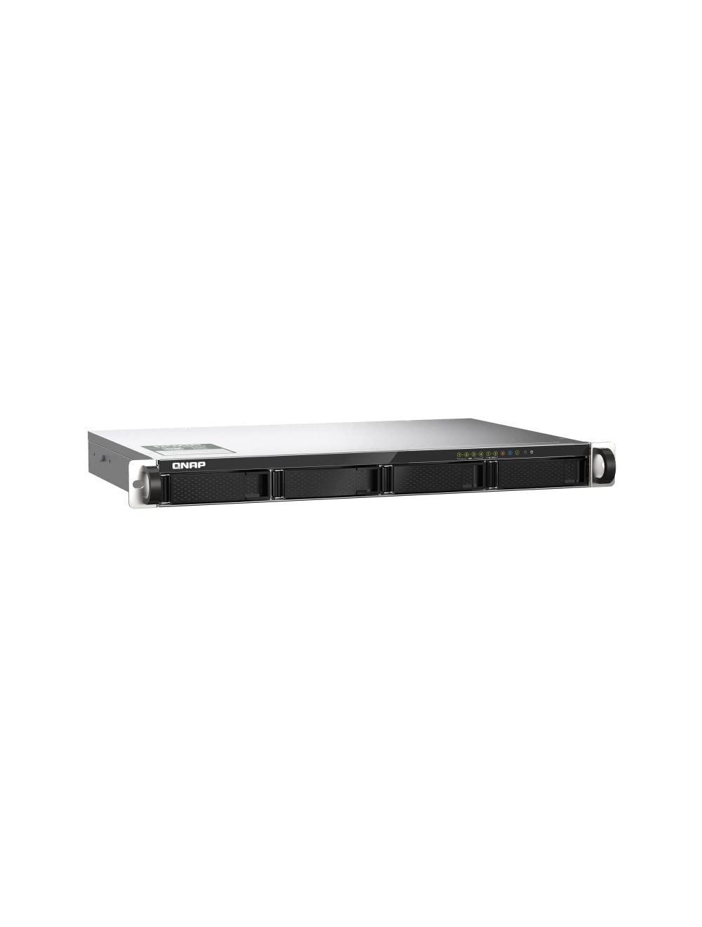 Black and gray device with 'QNAP' branding on a white background