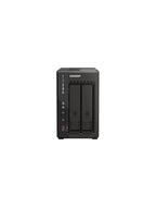 Black QNAP NAS device on a white background