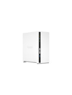 White electronic device with black accents on a white background