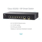Cisco SG25010PK9NA 10-Port Gigabit Smart Switch with PoE+ 2 Combo SFP Ports