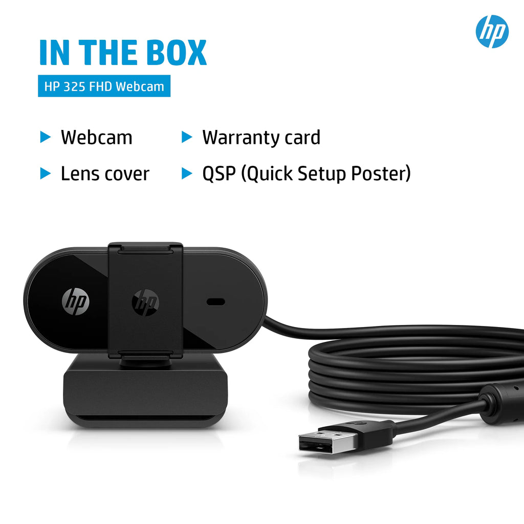 HP 325 1080p Full HD USB Computer Webcam with Mic & Privacy Cover