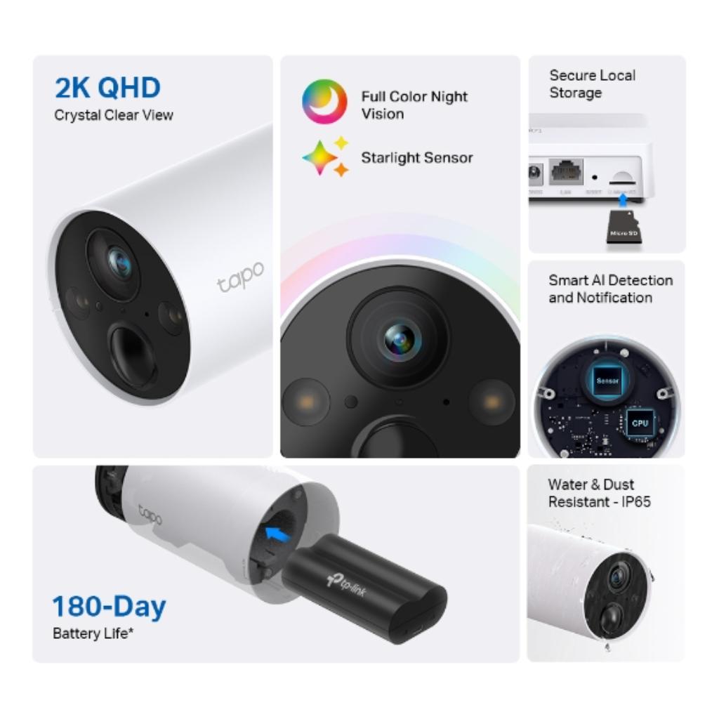 TP-Link Tapo C420S1 Smart 2K QHD Wire Free Wi-Fi Security Camera IP65 Night Vision