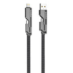 Quad Pro 4 in 1 Indestructible Cable 60W with lightning to type C, type C to C, lightning to USB A