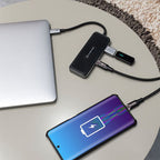 Close‑up of Cadyce CA-CC4H10G hub highlighting the USB‑C ports