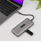 Cadyce CA-C4VIEW docking station shown with accessories, highlighting versatile connectivity