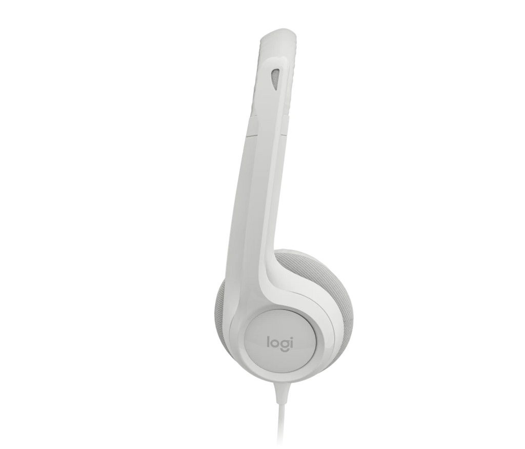 Logitech H390 USB Wired Headphone with Noise Cancelling Rotatable Mic- Off White