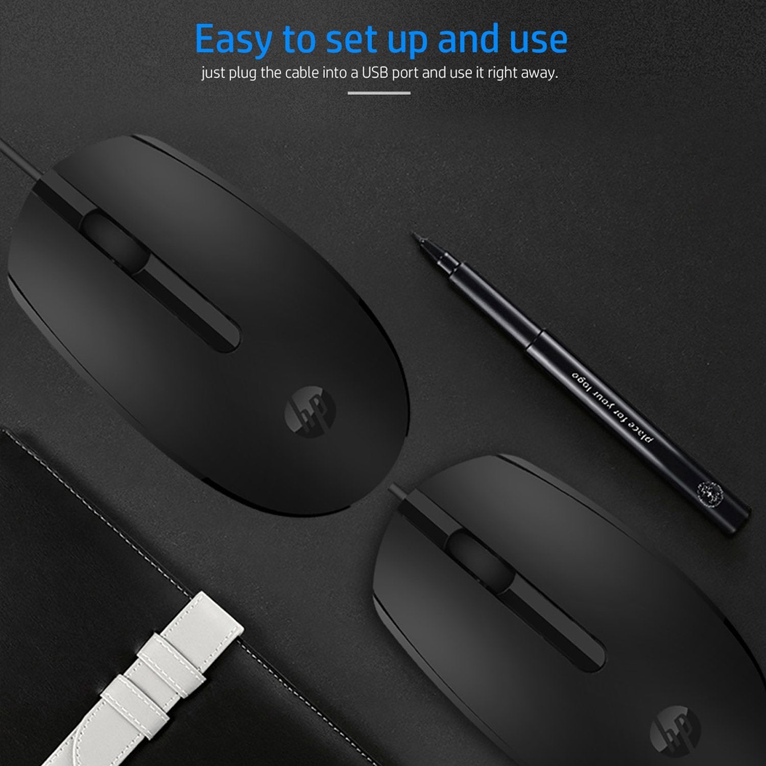[RePacked] HP M10 Wired USB Optical Ergonomic Mouse with 3 Buttons and 1000DPI