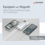 Slimsonic 10000mAh MagSafe Power Bank | Ultra-Slim Fast Charging Portable Charger with Wireless + Wired Output | USB/Type-C, LED Display, Dual Charging | Safe & Travel-Friendly for iPhone & Android