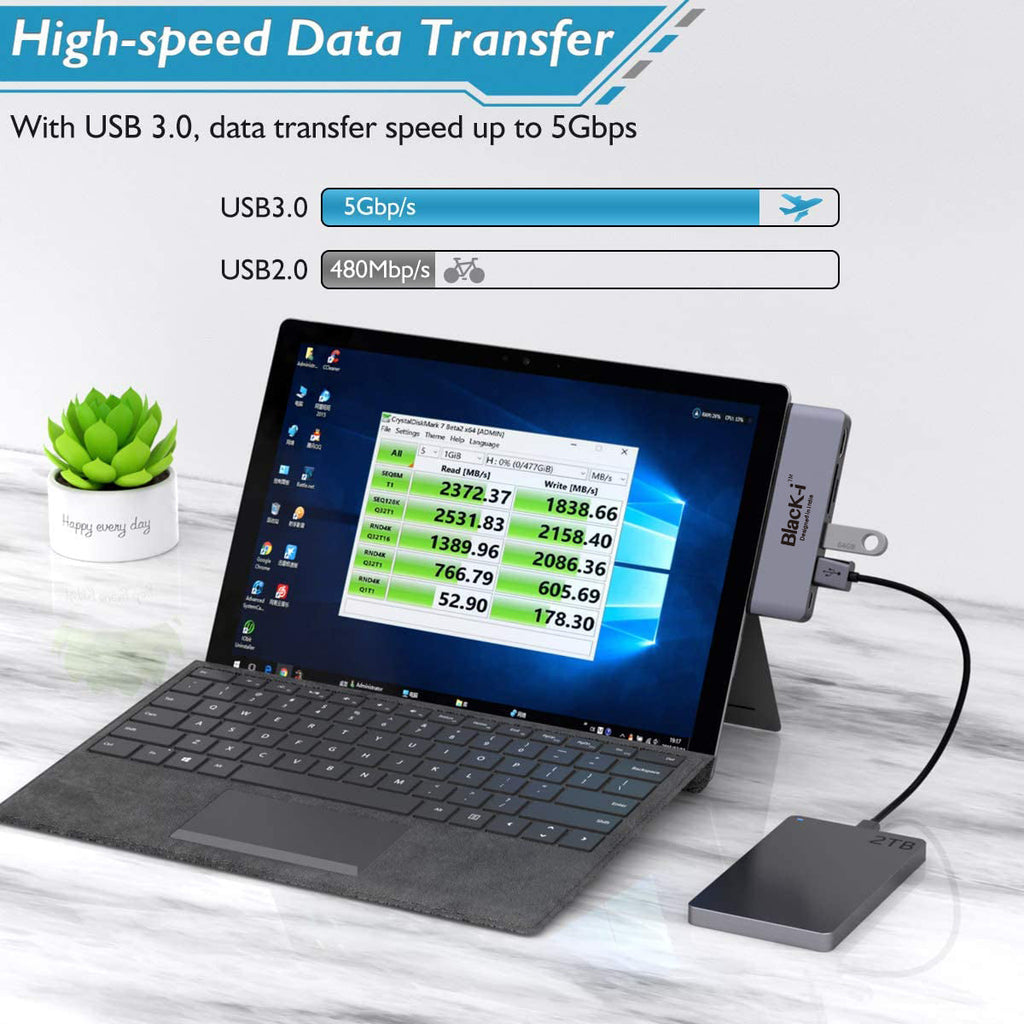 Black-i USB-C 7 in 1 Docking Station for Microsoft Pro