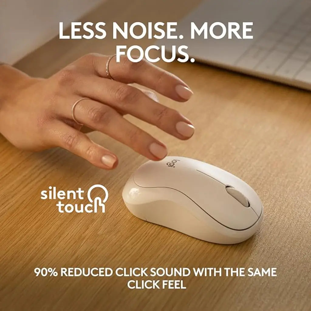 Logitech M240 Silent Bluetooth Wireless Mouse Compact Design - Off White