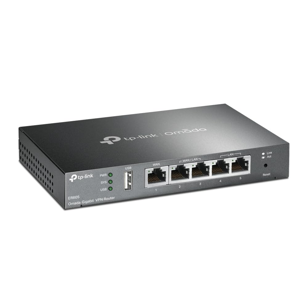 TP-Link Omada ER605 Gigabit VPN Multi-WAN Wired Single Band Router Gateway - Black