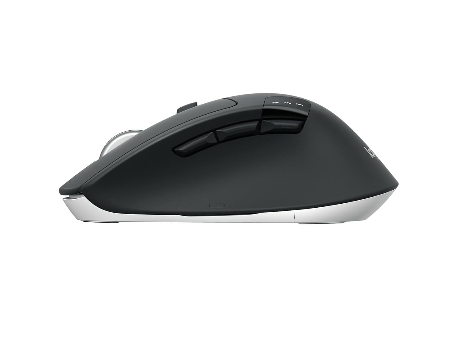 Black computer mouse on a white background