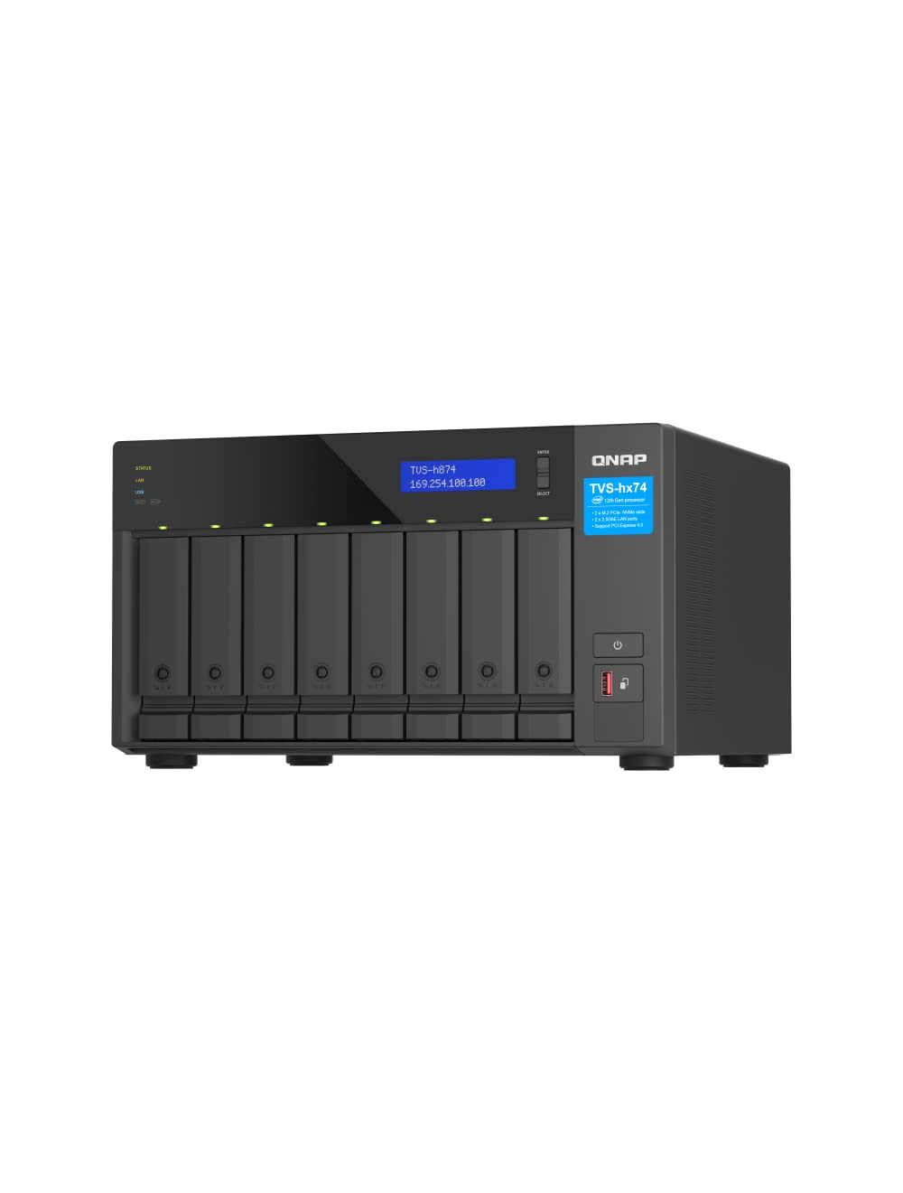 QNAP TVS-h874-i7-32G 8 Bay 2.5GbE Desktop Network Attached Storage - Black