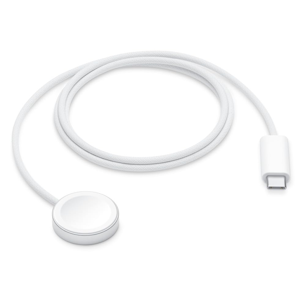 Apple Watch Magnetic Fast Charger to USB-C Cable 1m shown in its sleek white packaging