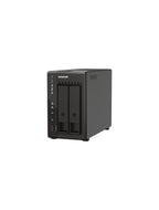 A black CNRP dual-bay desktop network storage device, shown from a three-quarter angle on a solid white background.