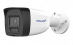 White security camera with black casing on a white background, featuring the brand 'Prama'.