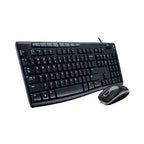 Black keyboard and mouse set on a white background