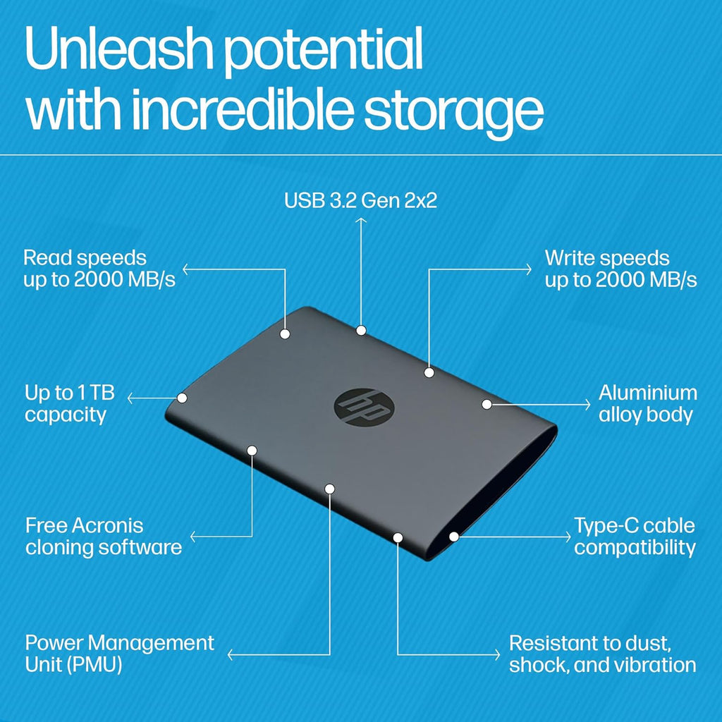 HP P900 1TB Portable SSD USB 3.2 Gen 2 External Solid State Drive - Black