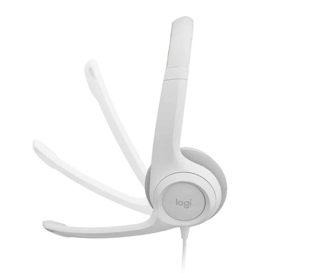 Logitech H390 USB Wired Headphone with Noise Cancelling Rotatable Mic- Off White