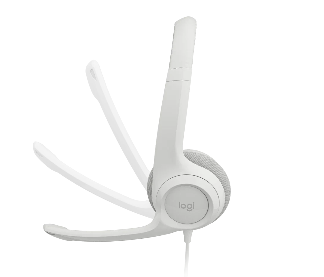 Logitech H390 USB Wired Headphone with Noise Cancelling Rotatable Mic- Off White