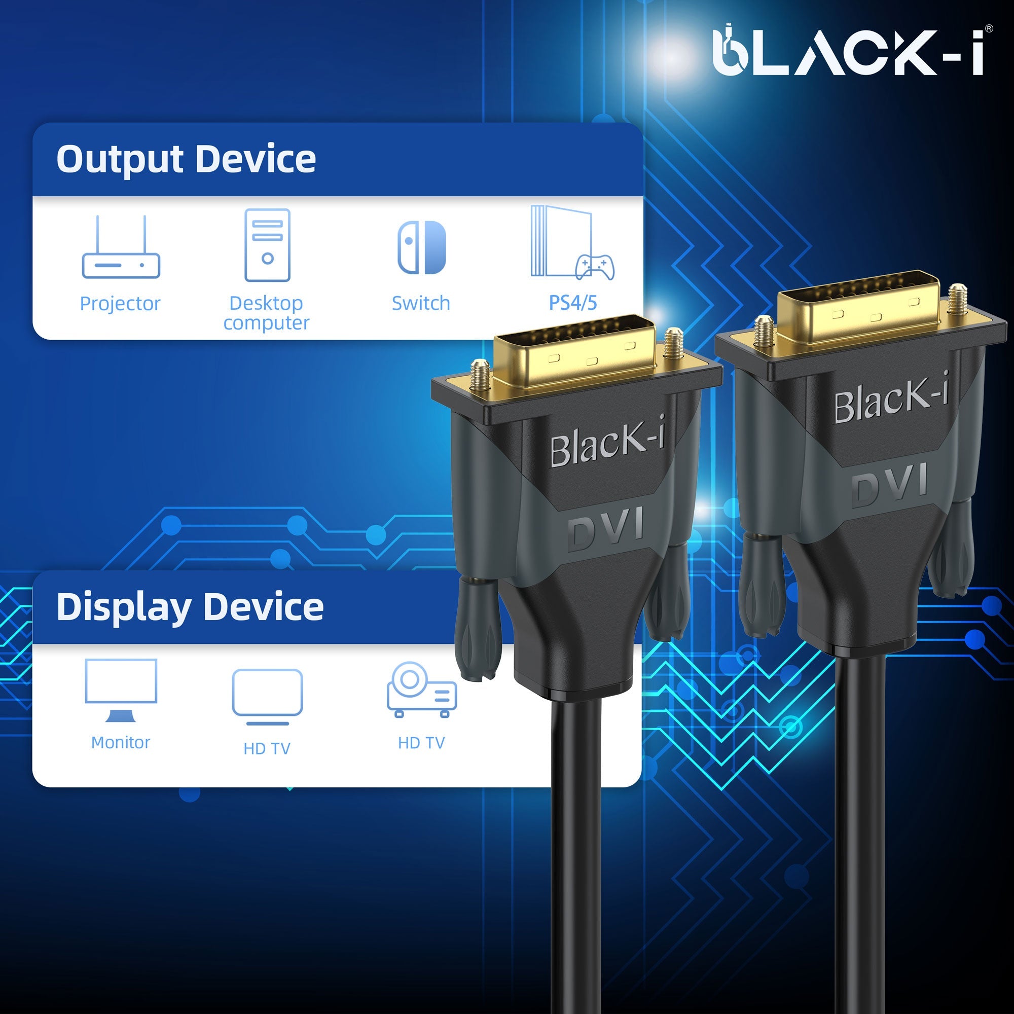 Black-i DVI-D Male to Male Cable