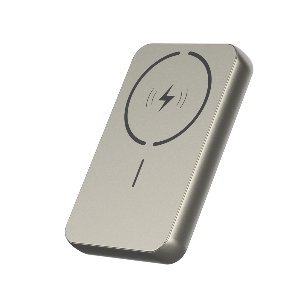 Click 10000mAh 15W Slim Magnetic Wireless Powerbank with Natural Titanium Finish for iPhone