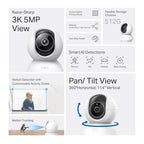 TP-Link Tapo C230 Indoor Pan/Tilt WiFi 5MP 3K Resolution AI Security Camera