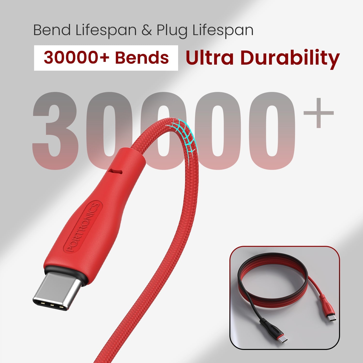 HUE X - Type C To Type C 60W 1M, Black+Red
