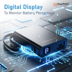 Mini Tank 10000mAh Power Bank with 22.5W Fast Charging, Dual Built-in Cables, USB-A & USB-C Ports, Digital Display, Compact Travel-Friendly Charger