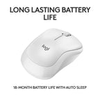 Logitech M240 Silent Bluetooth Wireless Mouse Compact Design - Off White