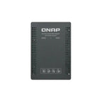 A QNAP dual M.2 SATA SSD adapter with RAID support, shown from the front on a plain white background.