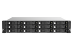 Server rack with multiple hard drive bays on a white background