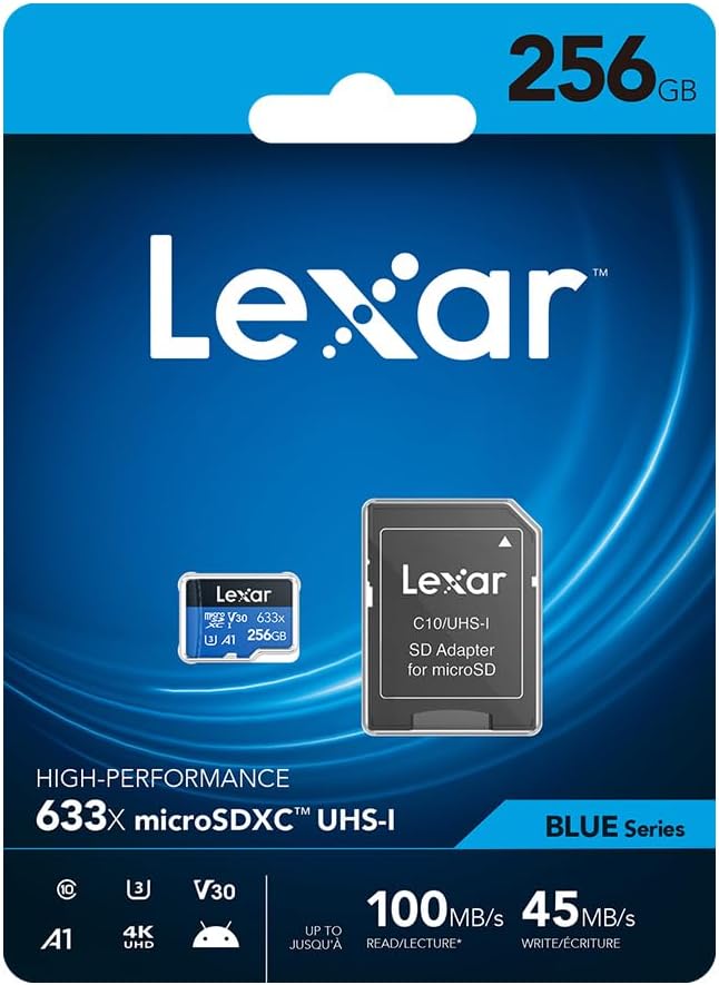 Lexar High-Performance 633x 32GB microSDHC UHS-I Card w/ SD Adapter, Up To 100MB/s Read, for Smartphones, Tablets, and Action Cameras