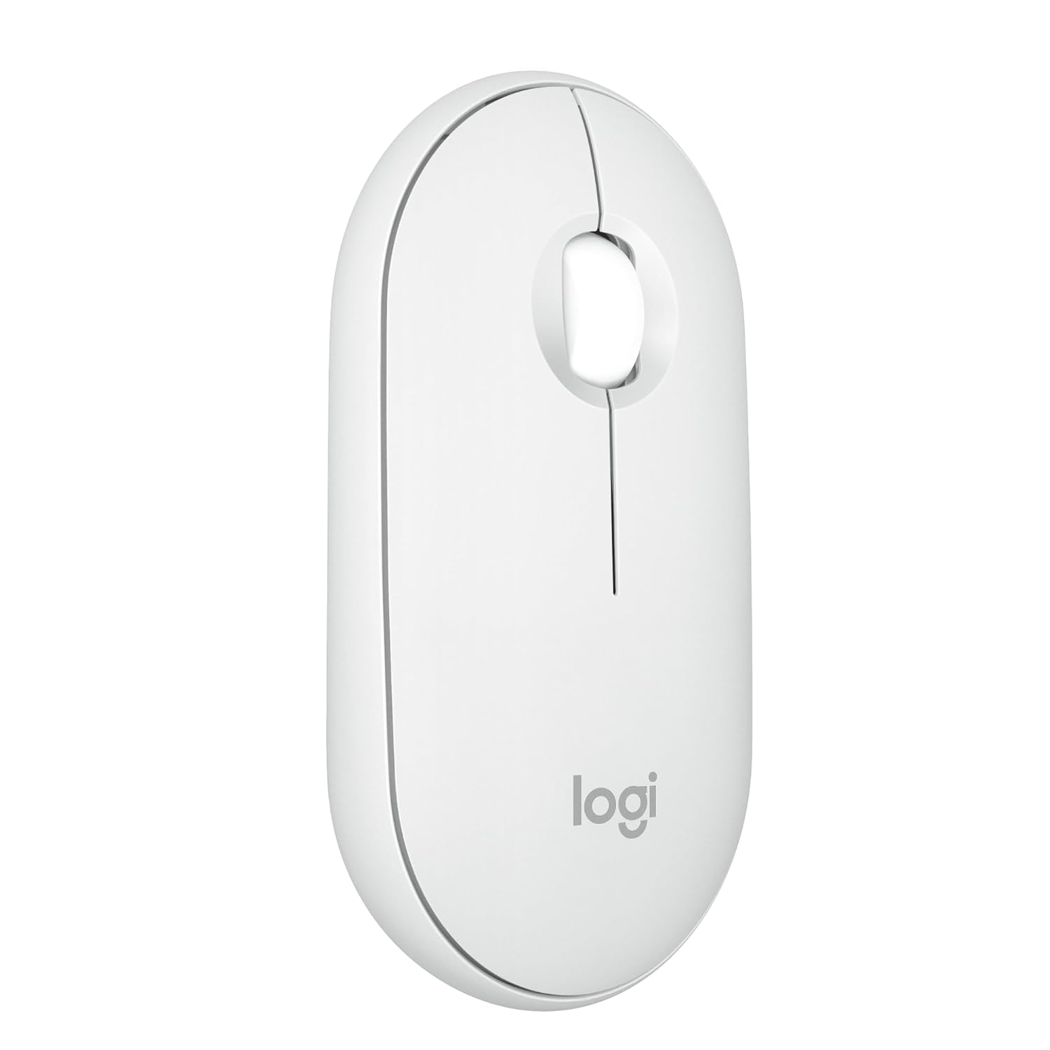 White computer mouse with Logitech logo on a white background