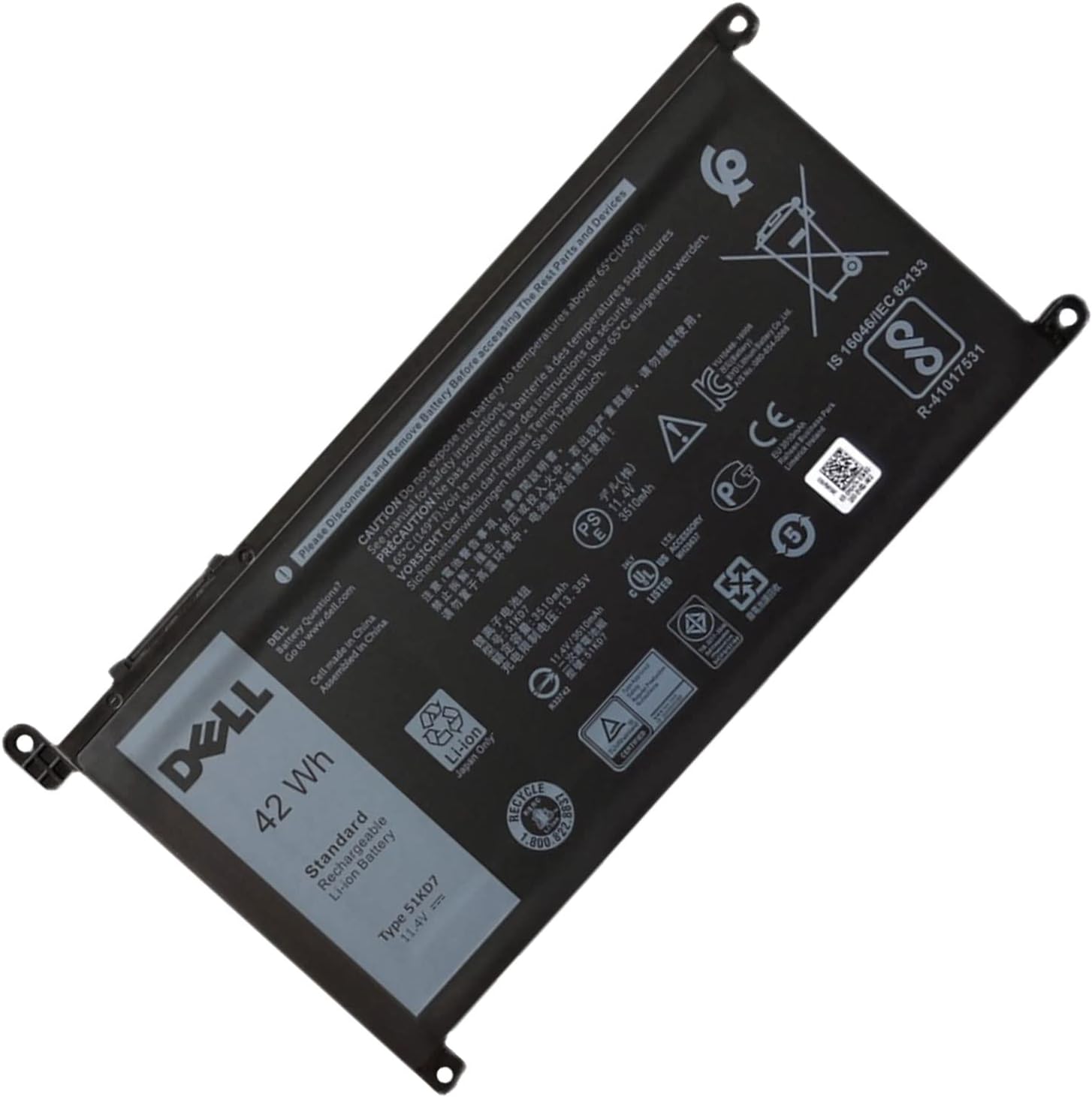 Dell Original Laptop Battery for Chromebook 11 3100 3180 3181 3189 42WHr 11.4V 3 Cell