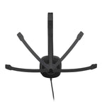 Black ceiling fan on a white background