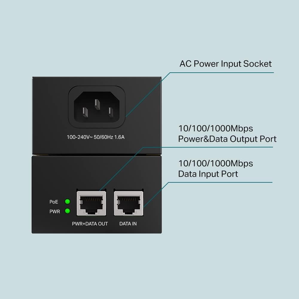 TP-Link Omada TL-POE170S 60W Desktop/Wall-Mount Gigabit PoE++ Injector