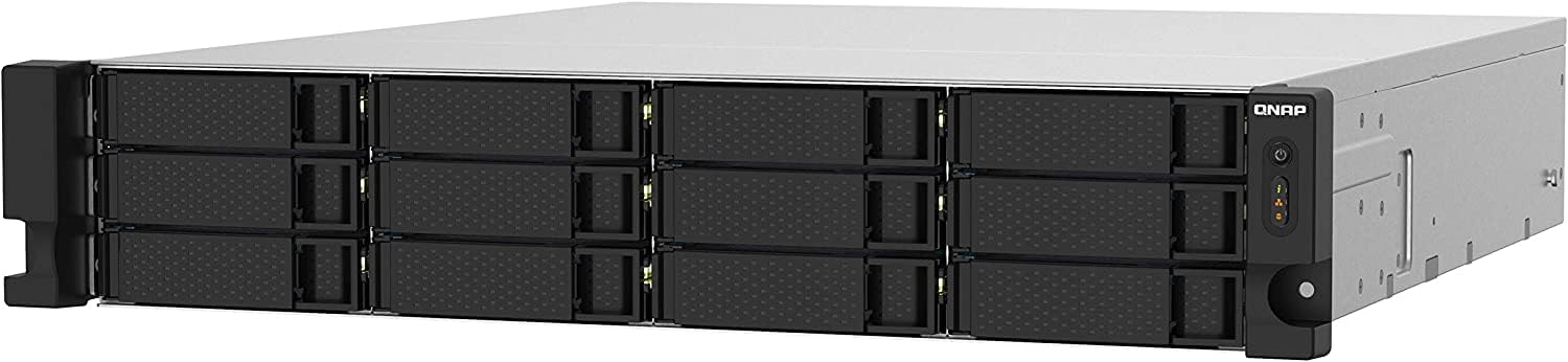 Network Attached Storage (NAS) device with multiple drive bays on a white background