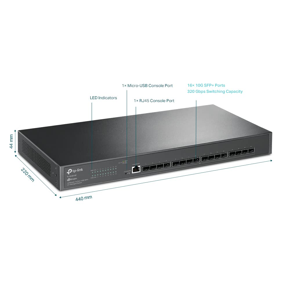 TP-Link TL-SX3016F 16 Port 10GE SFP+ Enterprise Level L2+ Smart Managed Switch