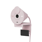 Pink webcam with a clip on a white background