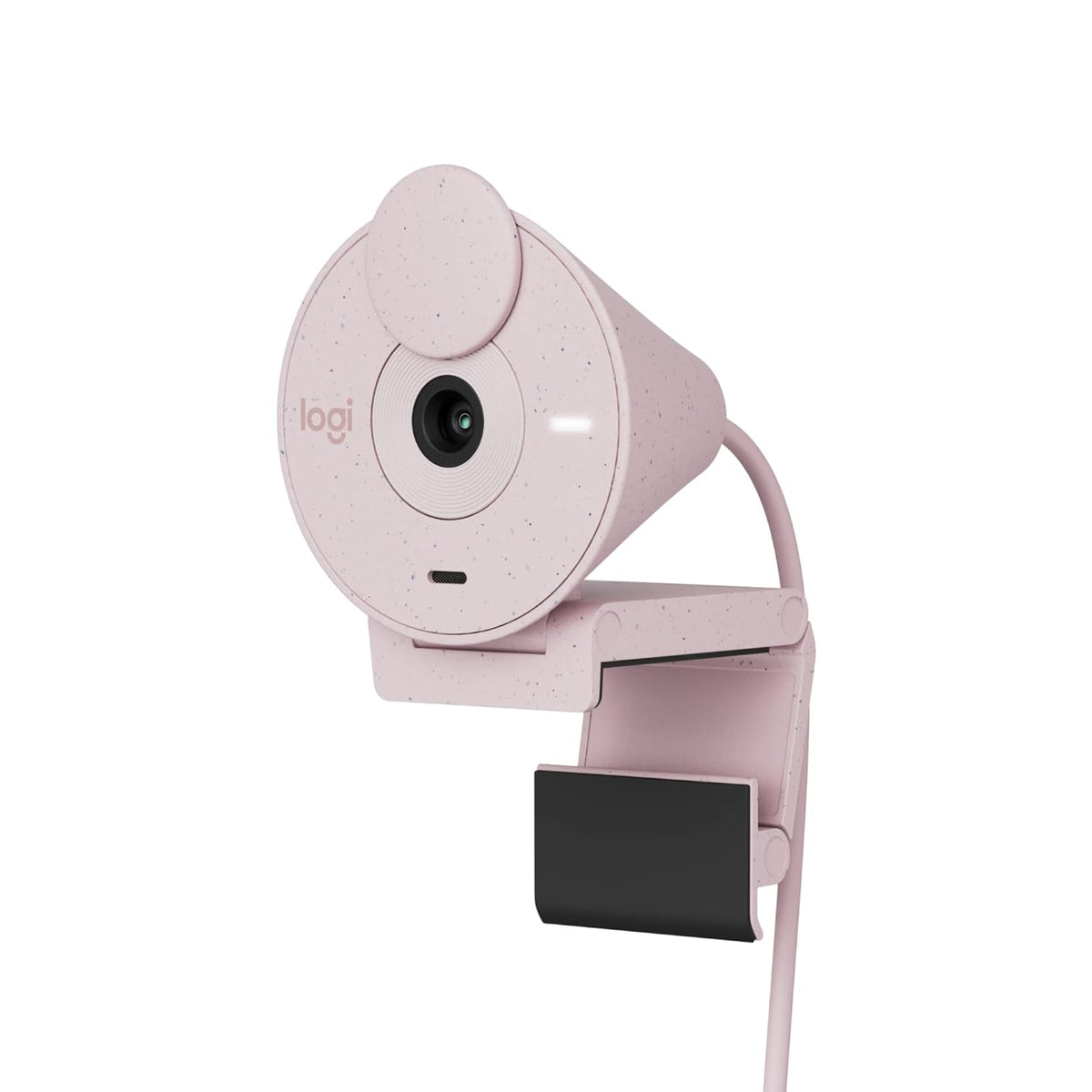 Pink webcam with a clip on a white background