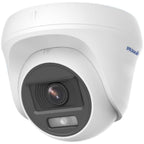 A white dome security camera with a dark gray lens housing and a blue PRAM logo on the side, shown against a plain white background.