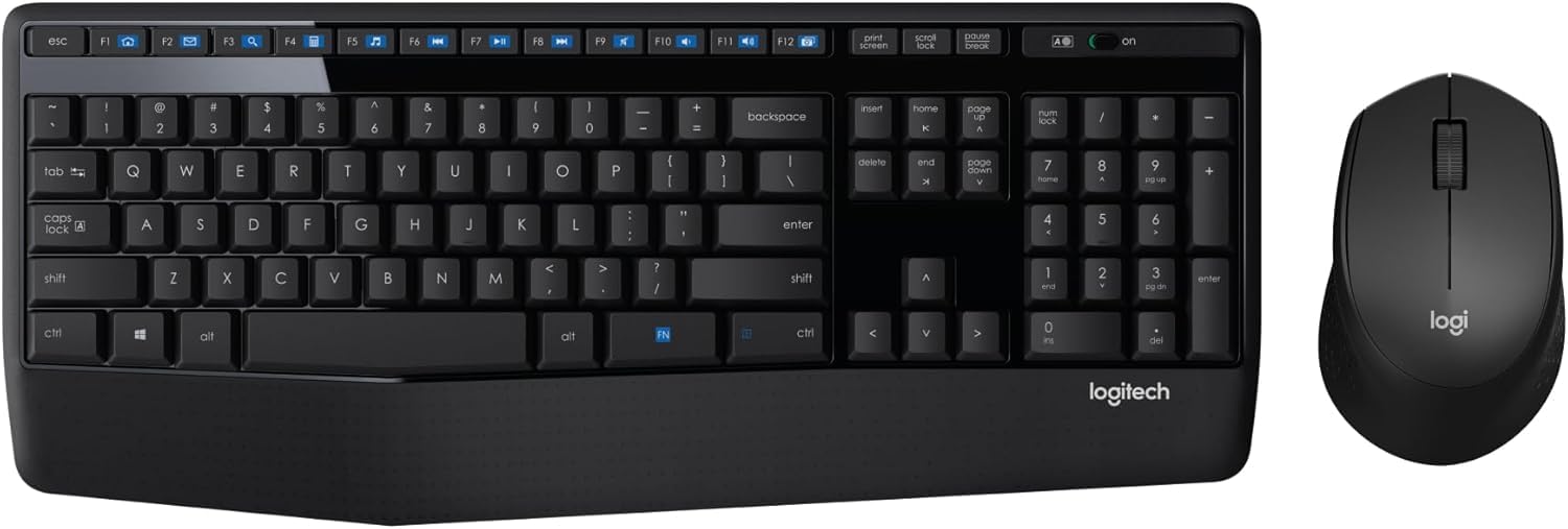 Logitech keyboard and mouse set on a white background
