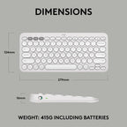 Logitech Pebble Keys 2 K380s Multi Device Bluetooth Wireless Keyboard - Tonal White