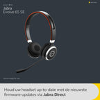 JABRA EVOLVE 65 SE Link 380A UC Bluetooth Wireless Passive Noise Cancellation Stereo Headset with Mic - Black