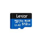 Lexar Blue Micro SD Card Up to 160MB/s, microSDXC UHS-I Memory Card with SD Adapter, C10, U3, A2, V30, Full HD, 4K UHD, High Speed TF Card