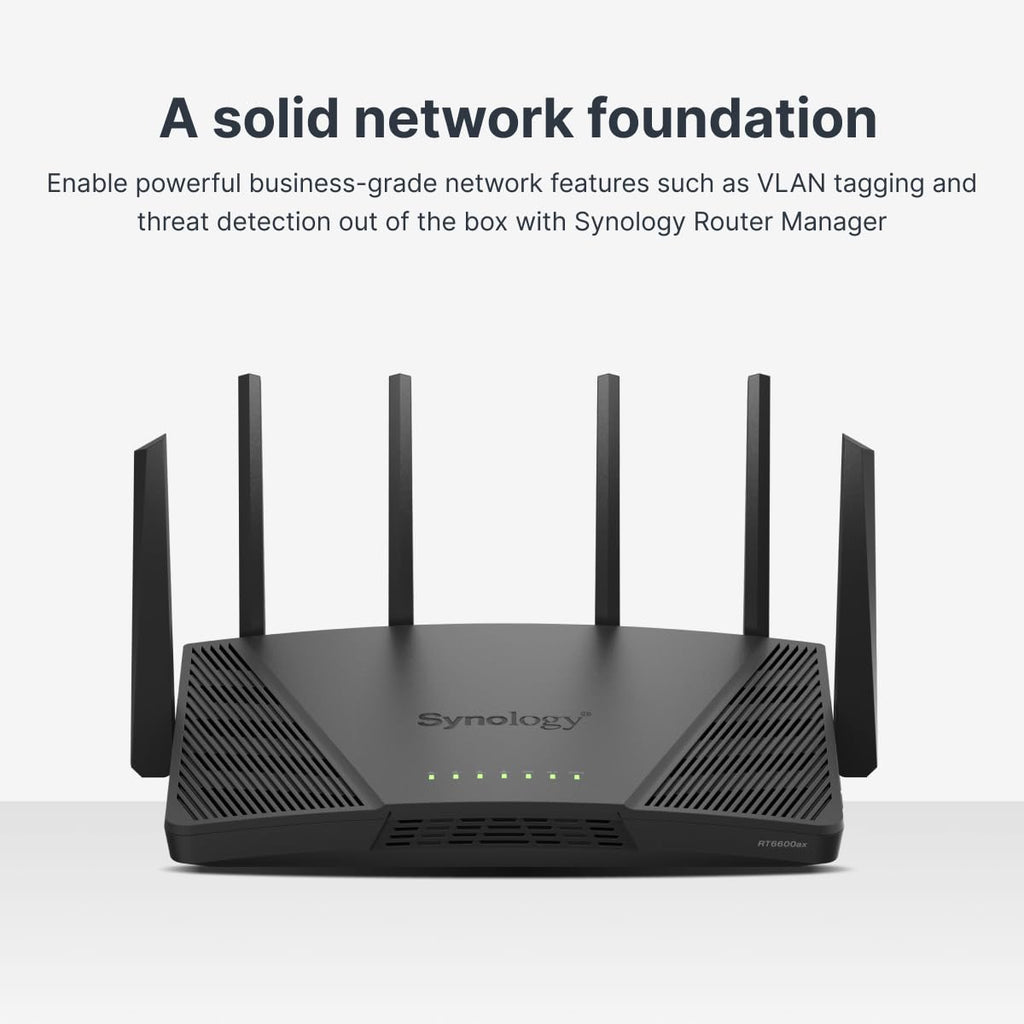 Synology RT6600AX Tri-Band 160MHz 2.5Gbps Quad-core 1.8 GHz Wi-Fi 6 Router - Black