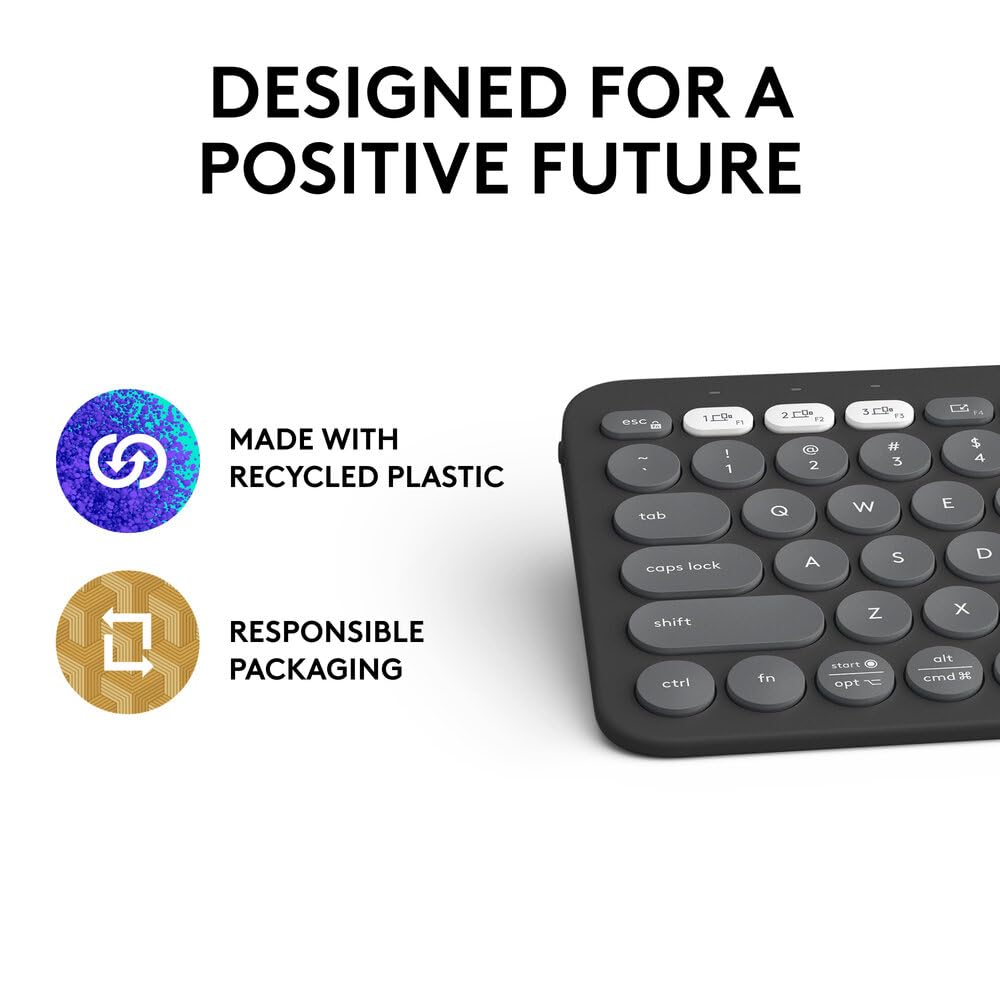 Logitech Pebble Keys 2 K380s Multi Device Bluetooth Wireless Keyboard - Tonal Graphite