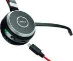 JABRA EVOLVE 65 SE Link 380A UC Bluetooth Wireless Passive Noise Cancellation Stereo Headset with Mic - Black